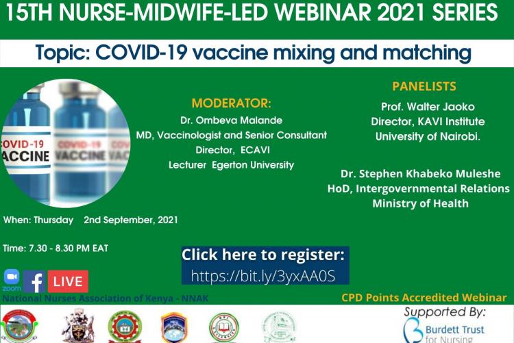 COVID-19 vaccine mixing webinar poster.