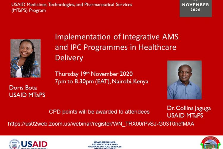Implementation of integrative AMS and IPC programmes in healthcare delivery poster.