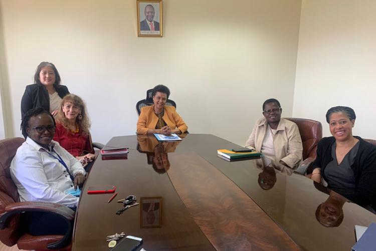 Prof Jennifer Dohrn and team pay a courtesy call to Prof Wagaiyu,  the Associate Dean Faculty of Health Science